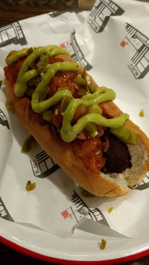 vegan dog at Bloc Bar Glasgow in Glasgow