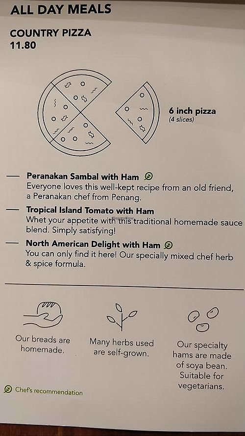 pizza menu.   at Chef Icon Nature Bakery - Katong in Central Singapore