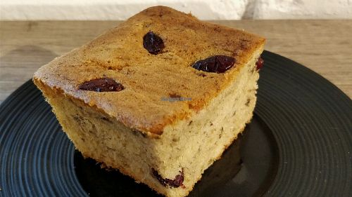 banana and cranberry cake. made with butter but eggs free.  at Chef Icon Nature Bakery - Katong in Central Singapore