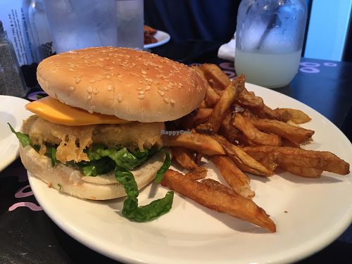 Vegan filet o fish at Fish on Fifth in Sidney