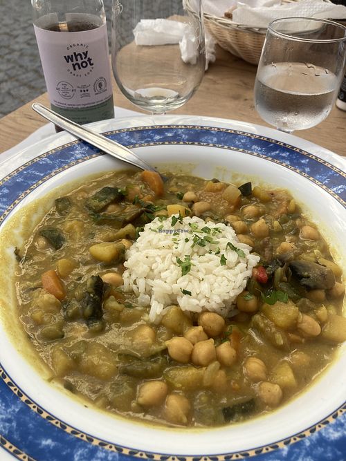 Vegetable curry with rice  at Chaparro Natura in Odeceixe