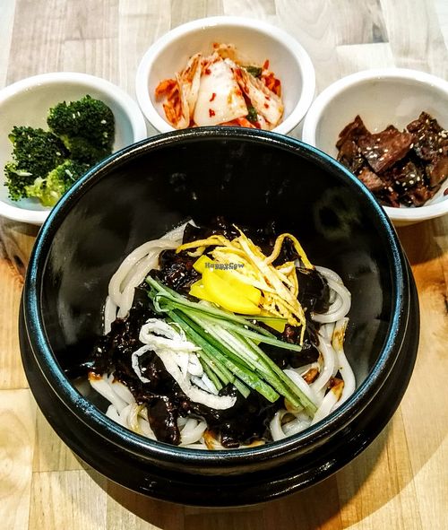 Noodles with red bean sauce at Miss Kimchi in Warsaw