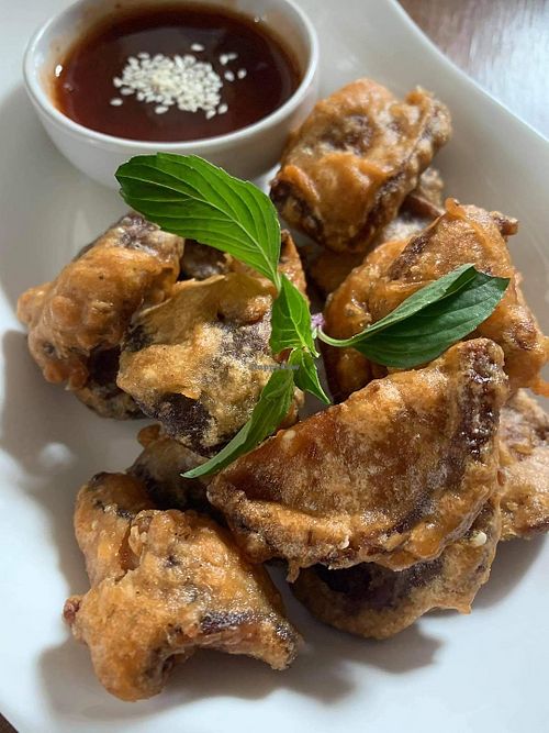 deep fried shitake at My Home Cafe & Vegetarian in Chiang Mai