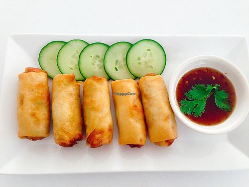 Deep fried vegetarian Spring rolls at My Home Cafe & Vegetarian in Chiang Mai