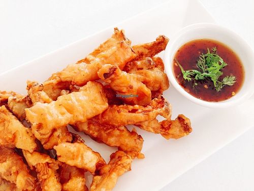 Deep fried Eringii mushrooms at My Home Cafe & Vegetarian in Chiang Mai