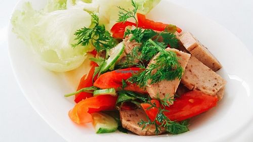 Vietnamese mushroom sausage Spicy Salad at My Home Cafe & Vegetarian in Chiang Mai