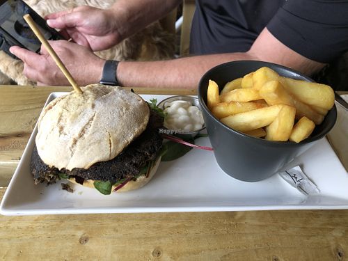 Mushroom and truffle burger at The Gardener's Arms in Alderton