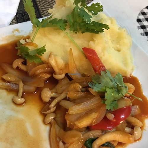Mashed potatoes w mushrooms  at D.D Samui Vegan Restaurant in Koh Samui