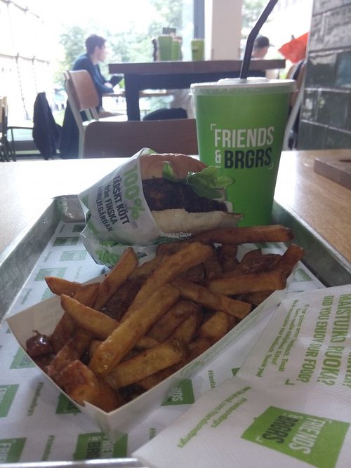 The vegan burgermeal. at Friends & Brgrs in Helsinki