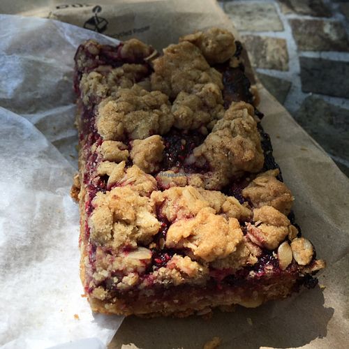 Vegan raspberry bar at Cafe Creme in Bath