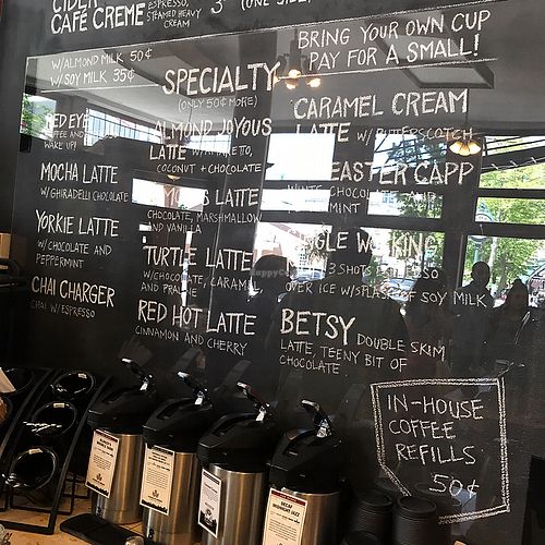 some coffee options soy extra at Cafe Creme in Bath