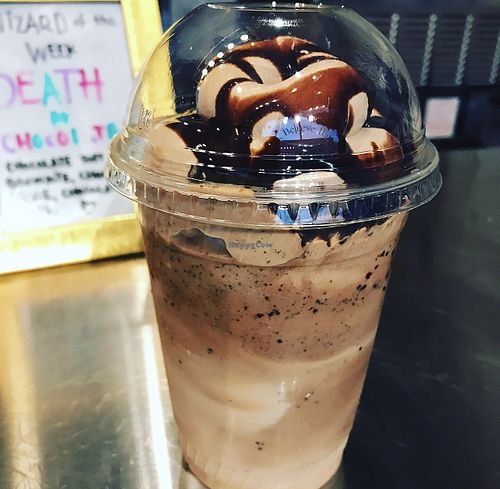 Swirl with chocolate sauce  at Make Believe Bakery in Denver