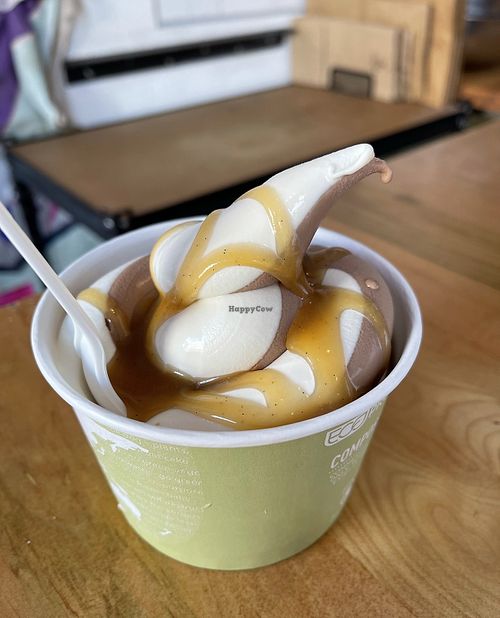 Small swirl cup with caramel   at Make Believe Bakery in Denver