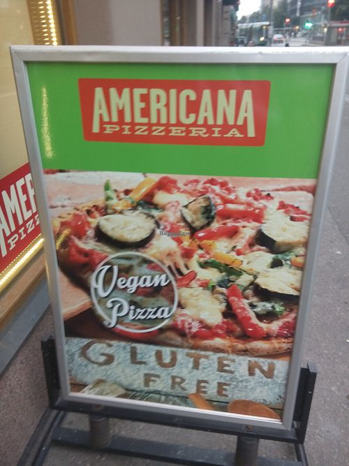Mentioning of gluten free options. at Americana Pizzeria in Helsinki