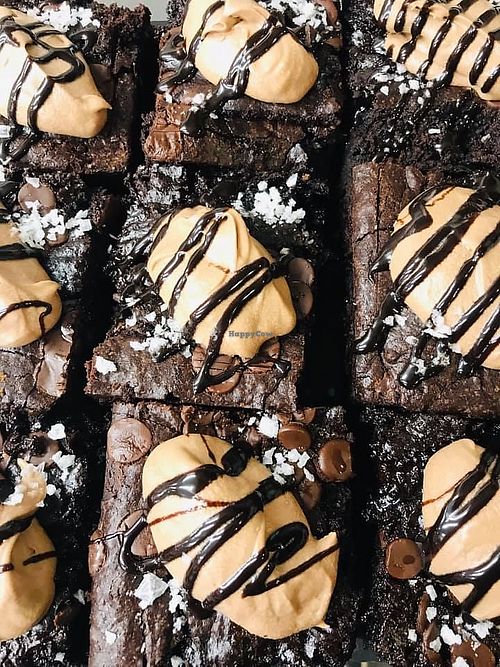 Vegan salted Carmel and choc chip brownies at Ransoms Tearooms and Restaurant in Jersey