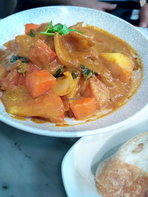 Curry Potato and Carrot Stew with Bread at Real Food 真食 - South Beach in Central Singapore