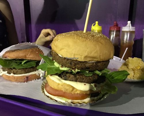 Vegan burgers :D at Novos Veganos - Rua Icobe in Sao Paulo