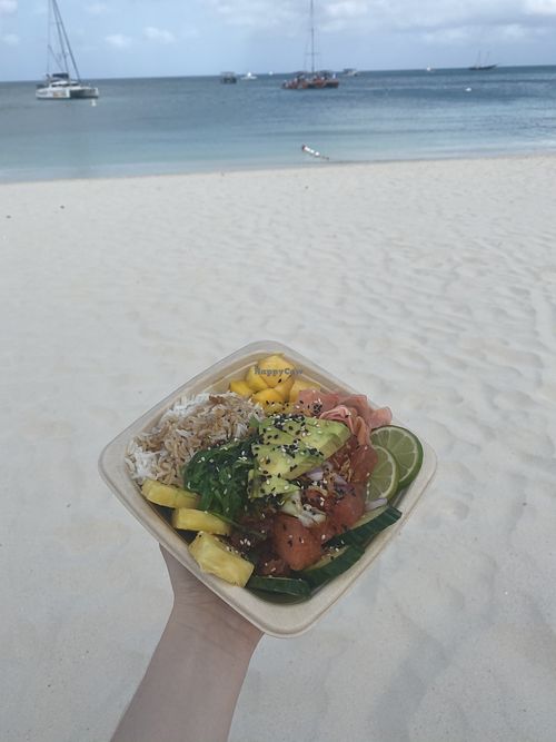 Vegan poke bowl  at Eduardo's Beach Shack in Palm Beach