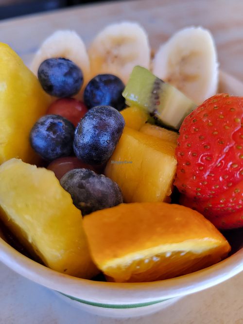 Mixed fruit on a basic $11 pitaya bowl at Eduardo's Beach Shack in Palm Beach