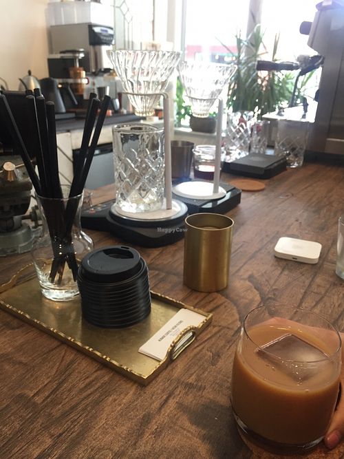 Iced latte at Aubade Coffee in Vancouver