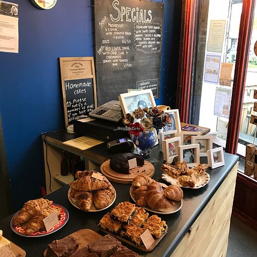 selection of baked goods at Wood and Green Cafe in Wadebridge