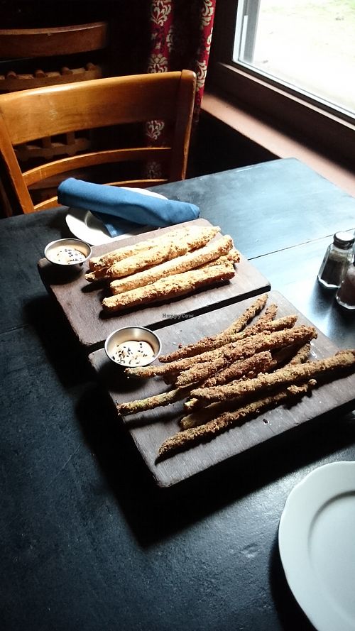 Fried zucchini and asparagus  at Black & Blue in Easton