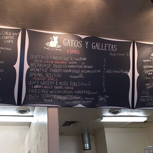 menu board  at Cats and Cookies in Albuquerque