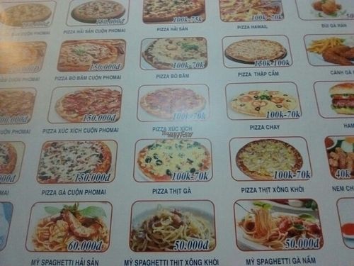 Menu at Italia in Ninh Binh