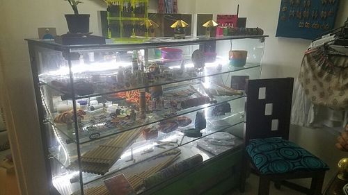 merchandise for sale at Sinergiarte in Bogota