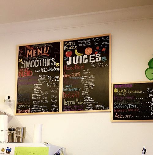 smoothie/juice menu at Juice Thyme Plus in Lake Charles