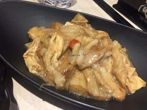 Fried beancurd and eggplant at The Veggie in Kowloon