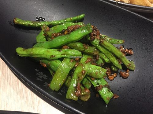 String Beans with Vegetarian Meat Dices at The Veggie in Kowloon