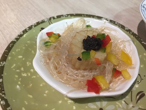 Steamed veg scallop with black truffle at The Veggie in Kowloon