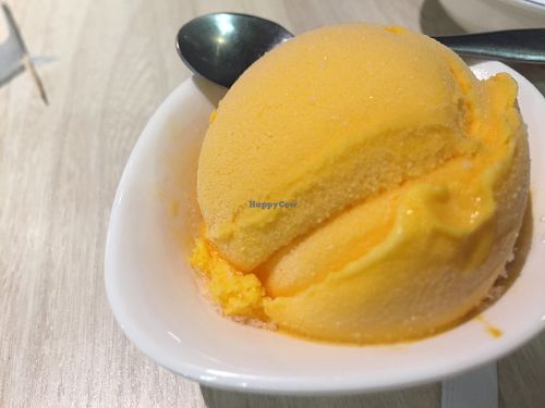 Mango sorbet at The Veggie in Kowloon