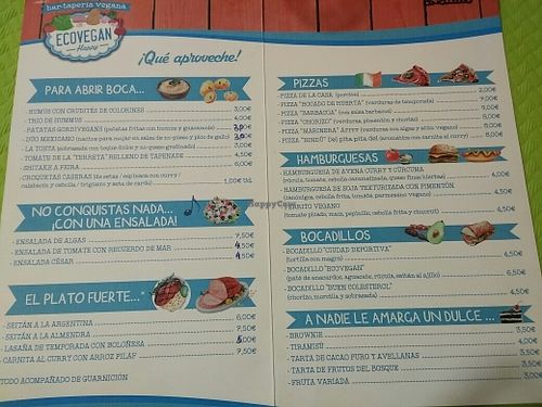 carta at Ecovegan Happy in Elche