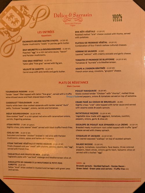 Menu at Delice & Sarrasin in New York City