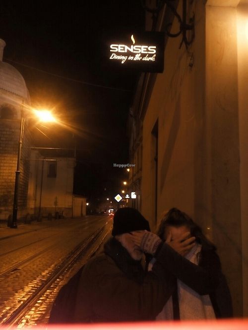 what are you entering??!! at Senses Dining in the Dark in Krakow