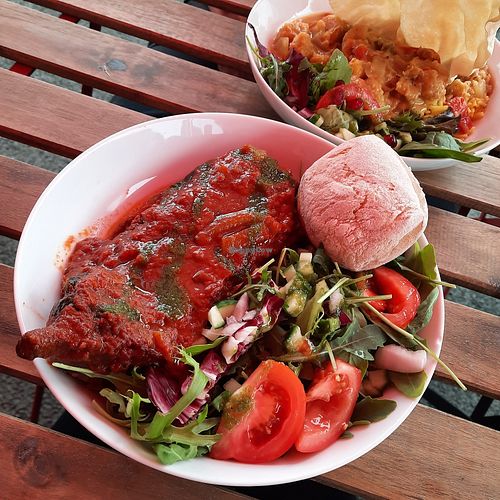 Baked aubergine dish at Plant by Kat's Kitchen in Keswick