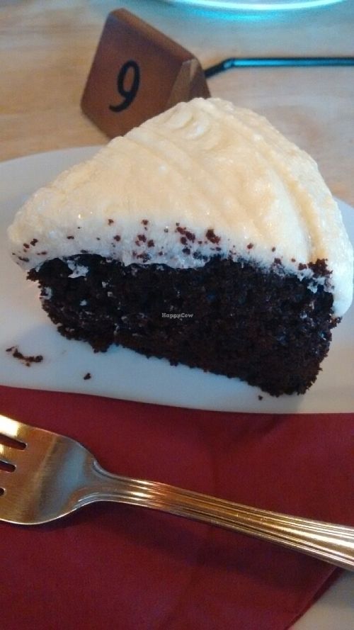 vegan chocolate cake with mint icing at Plant by Kat's Kitchen in Keswick