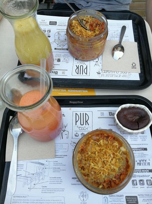 vegan Lasagna, fresh juices  at PUR etc Strasbourg-Malraux in Strasbourg