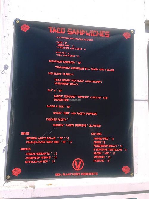 menu board at Taco Sandwiches - Food Truck in Portland