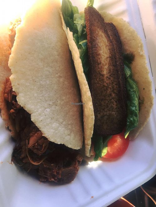 jackfruit Barbacao and the BLTA at Taco Sandwiches - Food Truck in Portland