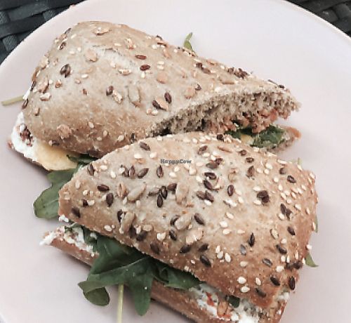 Vegetarian sandwiches and 2 vegan berry smoothies  at LIQUID Sumos & Smoothies in Porto