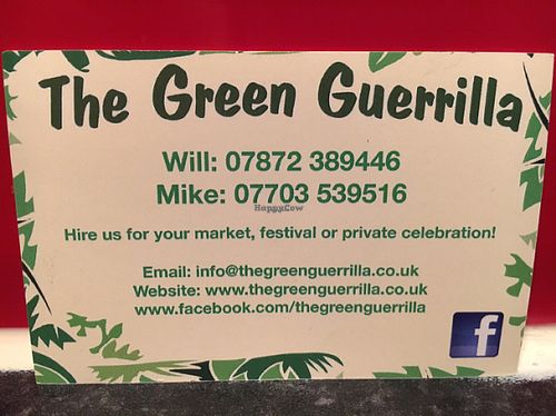 business card  at The Green Guerrilla in Darlington