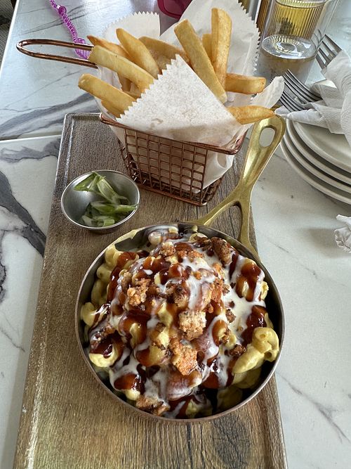 Gluten free mac and fries  at Parlor City Vegan in Binghamton