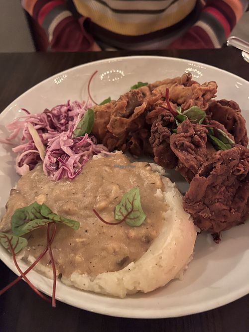 Fried chicken and mashed potatoes   at Modern Love in Brooklyn