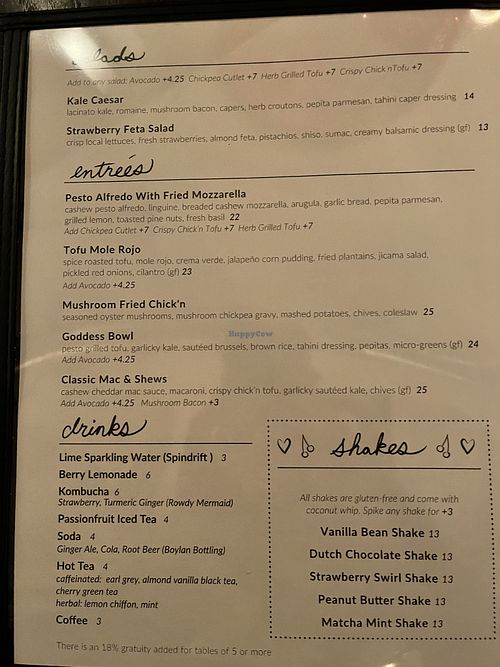 Menu   at Modern Love in Brooklyn