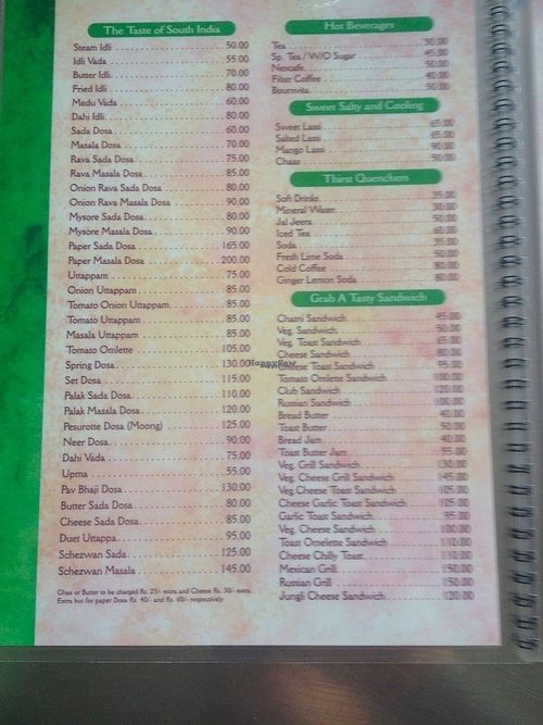 menu at Kalinga in Mumbai