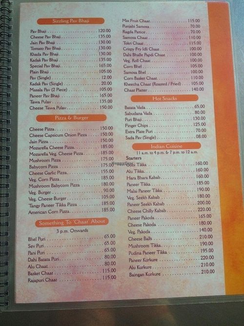 menu at Kalinga in Mumbai