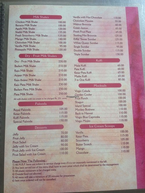 menu at Kalinga in Mumbai
